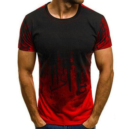 Men's Premium Fit Short Sleeve Crew 3D Print Gradient Shirt Top Blouse