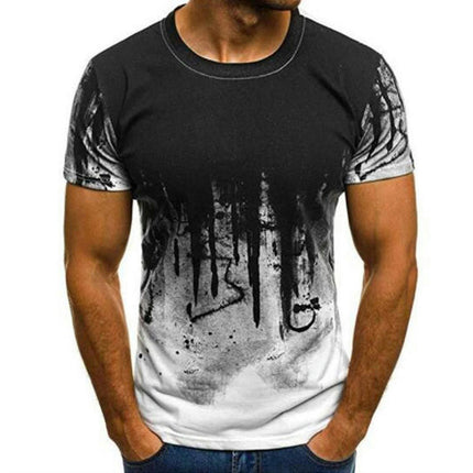 Men's Premium Fit Short Sleeve Crew 3D Print Gradient Shirt Top Blouse