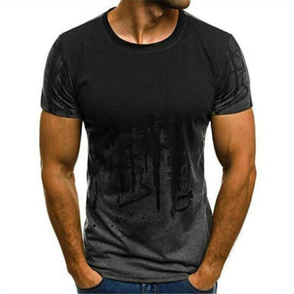 Men's Premium Fit Short Sleeve Crew 3D Print Gradient Shirt Top Blouse