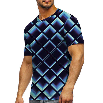 T-Shirts for Men 3D Print Blue Soul Flame Short Sleeve T Shirt