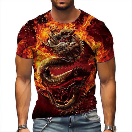 Men's Casual T Shirt 3D Digital Printed T Shirt Short Sleeve Pattern T Shirt