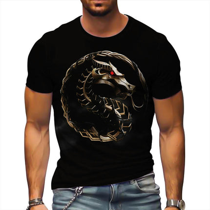 Men's Casual T Shirt 3D Digital Printed T Shirt Short Sleeve Pattern T Shirt