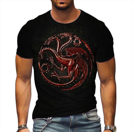 Men's Casual T Shirt 3D Digital Printed T Shirt Short Sleeve Pattern T Shirt