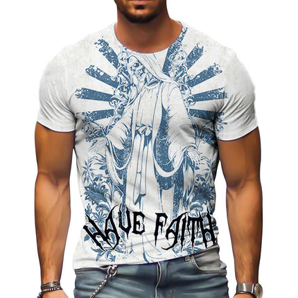 Men's Casual T Shirt 3D Digital Printed T Shirt Short Sleeve Pattern T Shirt