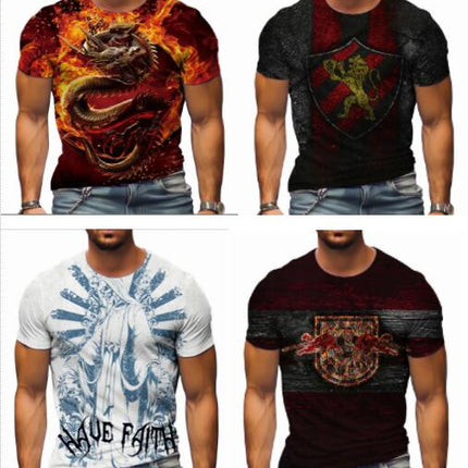 Men's Casual T Shirt 3D Digital Printed T Shirt Short Sleeve Pattern T Shirt