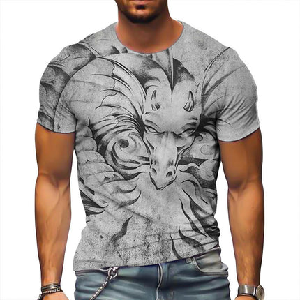 Men's Casual T Shirt 3D Digital Printed T Shirt Short Sleeve Pattern T Shirt