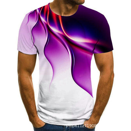 Men's 3D Lightning Pattern Print Summer Breathable Short Sleeve T-shirt