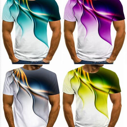 Men's 3D Lightning Pattern Print Summer Breathable Short Sleeve T-shirt