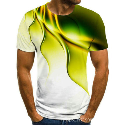 Men's 3D Lightning Pattern Print Summer Breathable Short Sleeve T-shirt