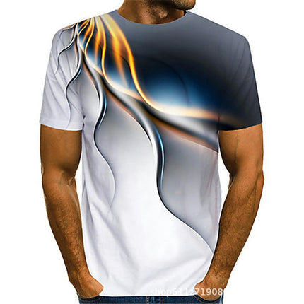 Men's 3D Lightning Pattern Print Summer Breathable Short Sleeve T-shirt