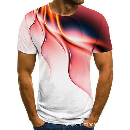 Men's 3D Lightning Pattern Print Summer Breathable Short Sleeve T-shirt