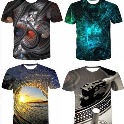 Men's 3D Graphic T Shirt Colorful Design Short Sleeve Crew Neck Digital T Shirt For Young People