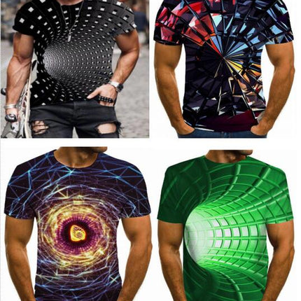 Men's 3D Graphic T Shirt Colorful Design Short Sleeve Crew Neck Digital T Shirt For Young People