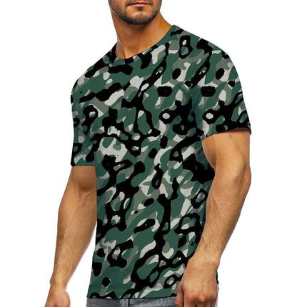 Mens 3D Printed Short Sleeve Round Collar Personality Short Sleeve Tops