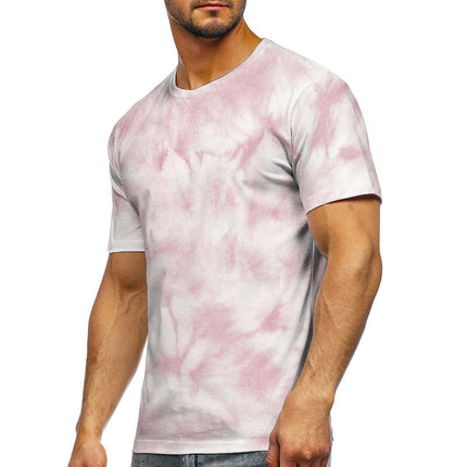 Mens 3D Printed Short Sleeve Round Collar Personality Short Sleeve Tops