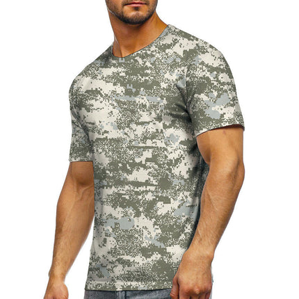 Mens 3D Printed Short Sleeve Round Collar Personality Short Sleeve Tops 1