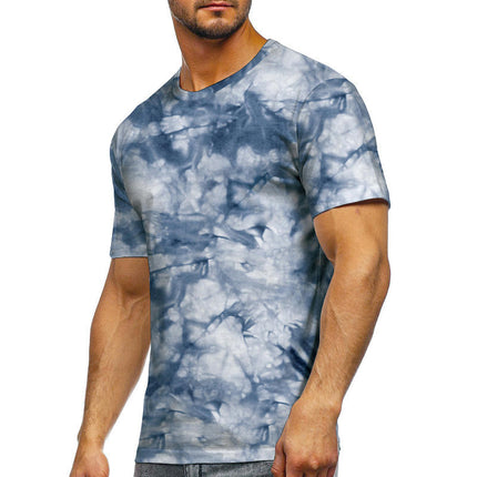 Mens 3D Printed Short Sleeve Round Collar Personality Short Sleeve Tops