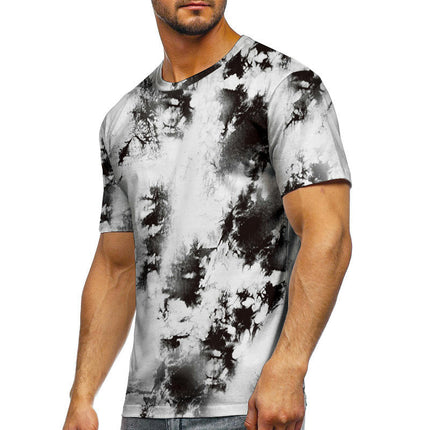 Mens 3D Printed Short Sleeve Round Collar Personality Short Sleeve Tops