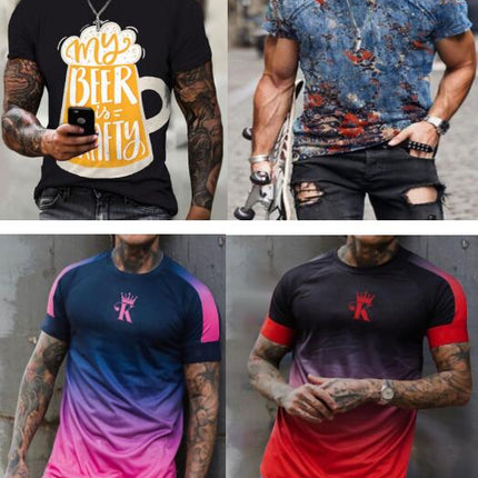 Men's 3D Printed Retro Short Sleeve T-Shirt  Skull Blast - T-Shirt Black S-3XL