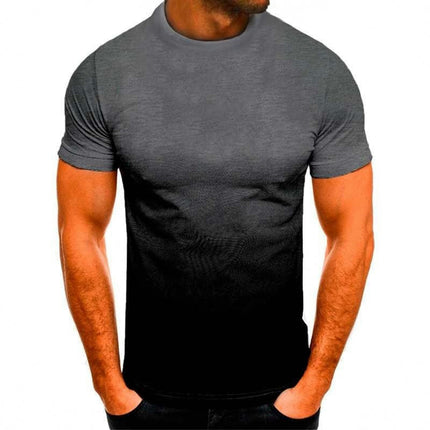 Men's Summer Fashion Sports Fitness Gradient T-Shirt Round Neck Short Sleeve Tops