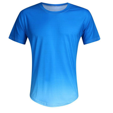 Men's Summer Fashion Sports Fitness Gradient T-Shirt Round Neck Short Sleeve Tops