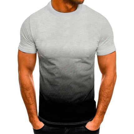 Men's Summer Fashion Sports Fitness Gradient T-Shirt Round Neck Short Sleeve Tops