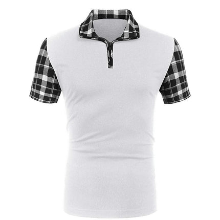 Men's Golf Shirts Short Sleeve Zipper Lapel Business Casual Tops Henley V-Neck Tennis Shirts