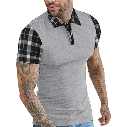 Men's Golf Shirts Short Sleeve Zipper Lapel Business Casual Tops Henley V-Neck Tennis Shirts