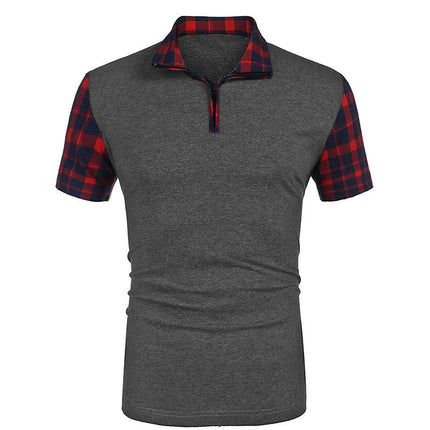 Men's Golf Shirts Short Sleeve Zipper Lapel Business Casual Tops Henley V-Neck Tennis Shirts