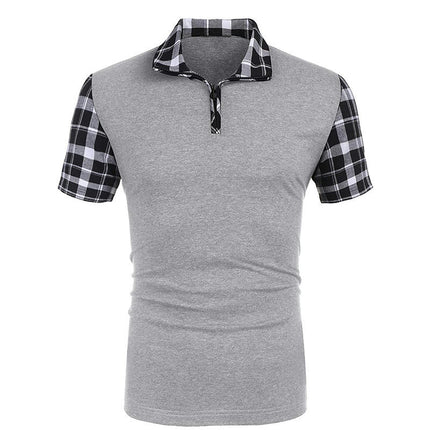 Men's Golf Shirts Short Sleeve Zipper Lapel Business Casual Tops Henley V-Neck Tennis Shirts