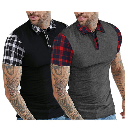 Men's Golf Shirts Short Sleeve Zipper Lapel Business Casual Tops Henley V-Neck Tennis Shirts