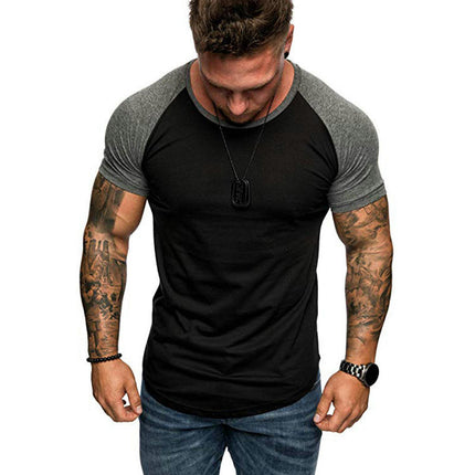 Men's Summer Round Neck Short Sleeve T-shirt Sports Loose Casual Bottoming Shirt