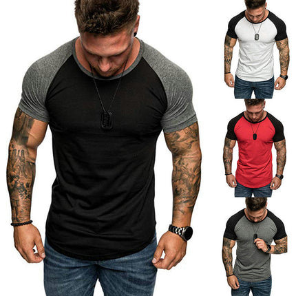 Men's Summer Round Neck Short Sleeve T-shirt Sports Loose Casual Bottoming Shirt