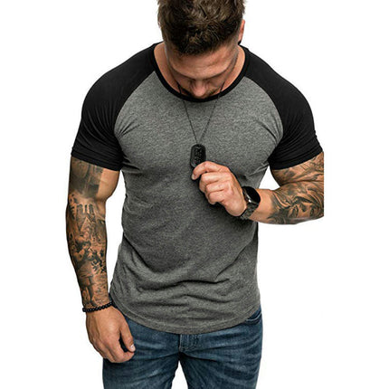 Men's Summer Round Neck Short Sleeve T-shirt Sports Loose Casual Bottoming Shirt