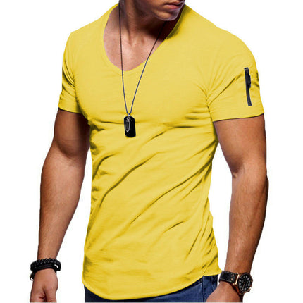 Men's Short Sleeve T-Shirt Fashionable Casual Cotton V-Neck T-Shirt