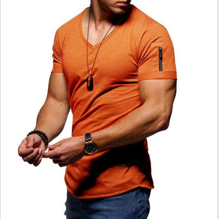 Men's Short Sleeve T-Shirt Fashionable Casual Cotton V-Neck T-Shirt