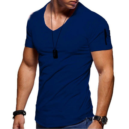 Men's Short Sleeve T-Shirt Fashionable Casual Cotton V-Neck T-Shirt