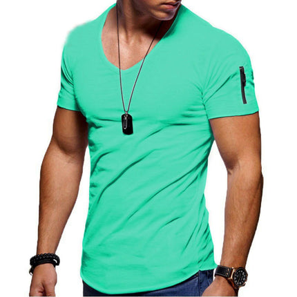 Men's Short Sleeve T-Shirt Fashionable Casual Cotton V-Neck T-Shirt