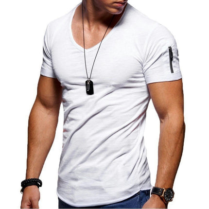 Men's Short Sleeve T-Shirt Fashionable Casual Cotton V-Neck T-Shirt