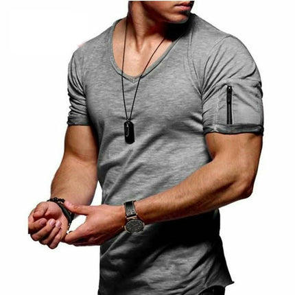 Men's Short Sleeve T-Shirt Fashionable Casual Cotton V-Neck T-Shirt