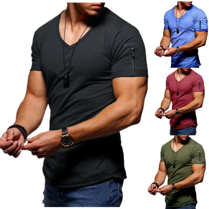 Men's Short Sleeve T-Shirt Fashionable Casual Cotton V-Neck T-Shirt