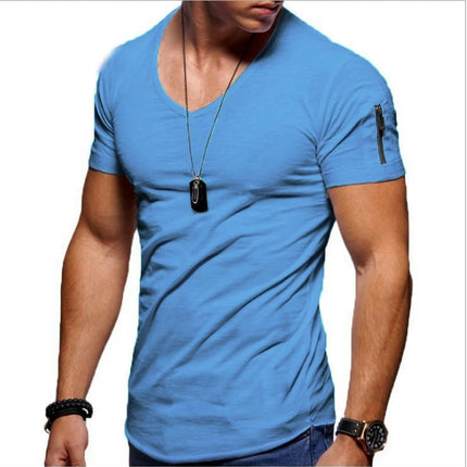 Men's Short Sleeve T-Shirt Fashionable Casual Cotton V-Neck T-Shirt