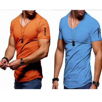 Men's Short Sleeve T-Shirt Fashionable Casual Cotton V-Neck T-Shirt