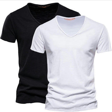 Mens Bamboo Cotton T-Shirt 2 Pcs Super Soft Short T-Shirt Classic Plain Crew Neck Casual Basic T-Shirt