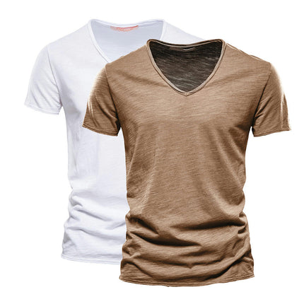 Mens Bamboo Cotton T-Shirt 2 Pcs Super Soft Short T-Shirt Classic Plain Crew Neck Casual Basic T-Shirt