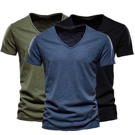 Mens Bamboo Cotton T-Shirt 2 Pcs Super Soft Short T-Shirt Classic Plain Crew Neck Casual Basic T-Shirt