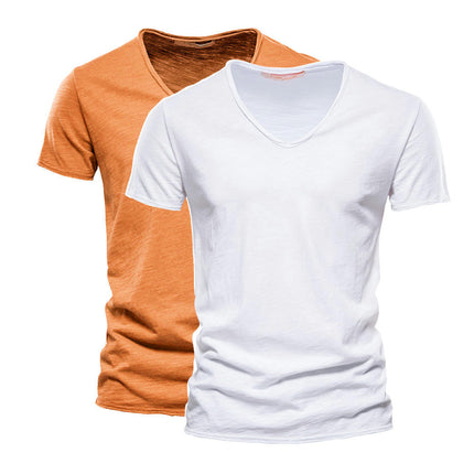 Mens Bamboo Cotton T-Shirt 2 Pcs Super Soft Short T-Shirt Classic Plain Crew Neck Casual Basic T-Shirt