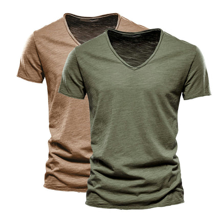 Mens Bamboo Cotton T-Shirt 2 Pcs Super Soft Short T-Shirt Classic Plain Crew Neck Casual Basic T-Shirt