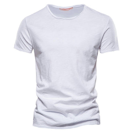 Men's Solid Color Bamboo Cotton V-Neck Short Sleeve T-Shirt Soft Lightweight Outdoor Sweatshirt