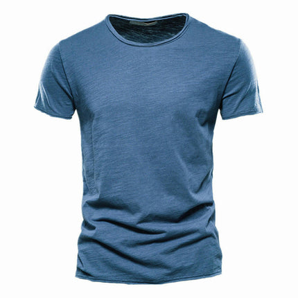 Men's Solid Color Bamboo Cotton V-Neck Short Sleeve T-Shirt Soft Lightweight Outdoor Sweatshirt 1